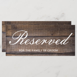 Rustic Wood Wedding Reserved Sign Card