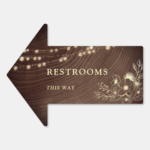 Rustic Wood Wedding Restrooms This Way Arrow Sign