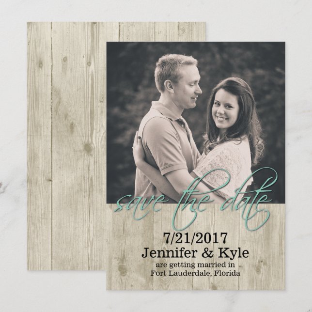 Rustic Wood Wedding Save the Date Announcement (Front/Back)
