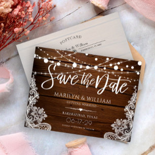 Rustic Wood Wedding Save The Date Card