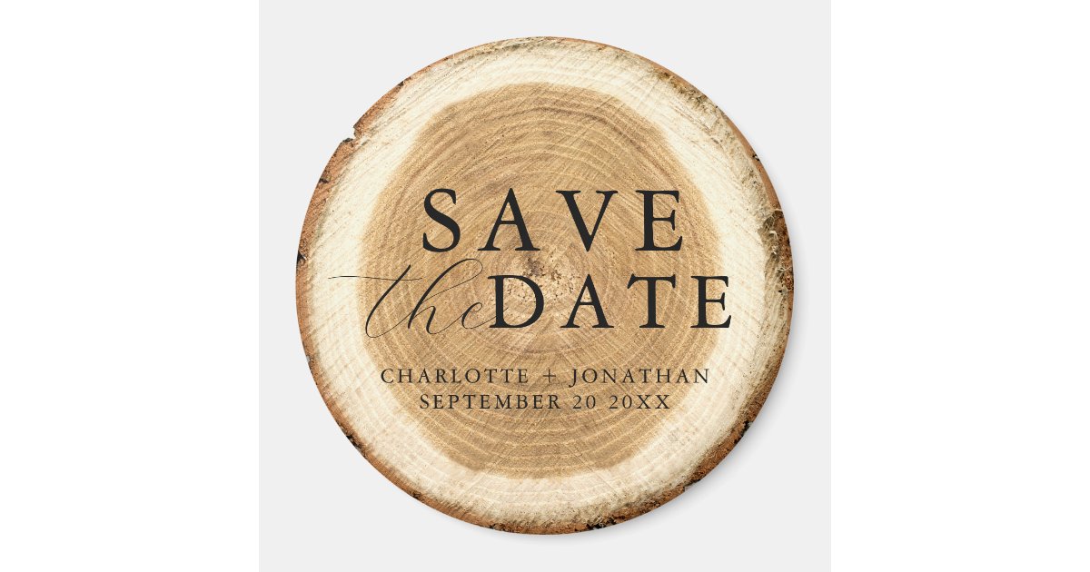Rustic Wood Wedding Save the Date Magnet | Zazzle