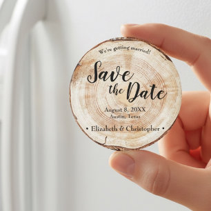Rustic wood Wedding Save the date Personalized Magnet
