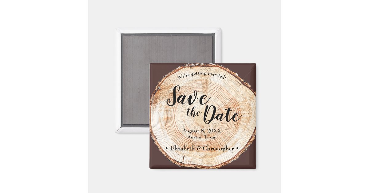 Rustic wood Wedding Save the date Personalized Magnet | Zazzle