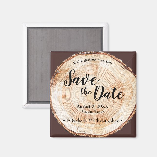 Rustic wood Wedding Save the date Personalized Magnet (Front/Back)