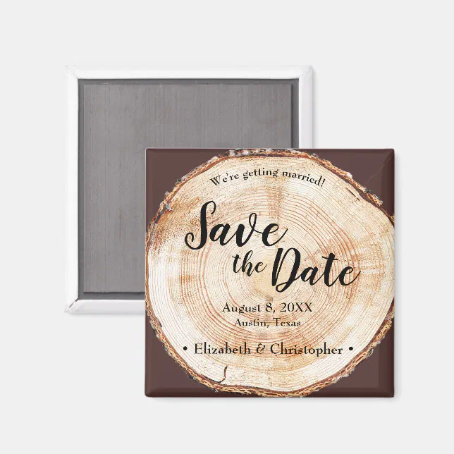 Rustic wood Wedding Save the date Personalized Magnet | Zazzle