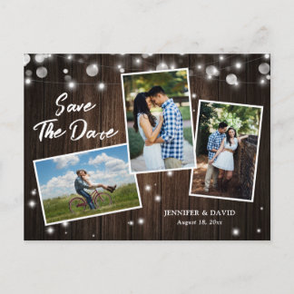 Rustic Wood Wedding Save The Date Photo Postcards