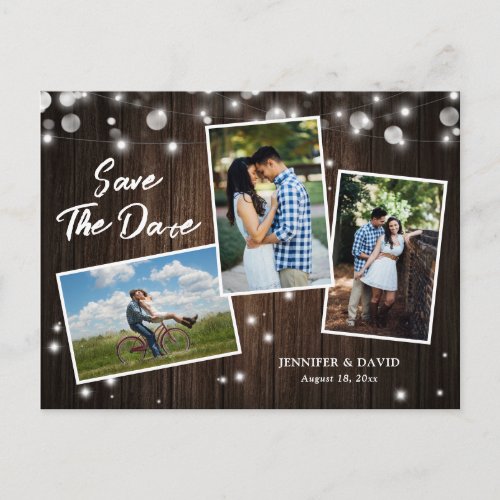 Rustic Wood Wedding Save The Date Photo Postcards