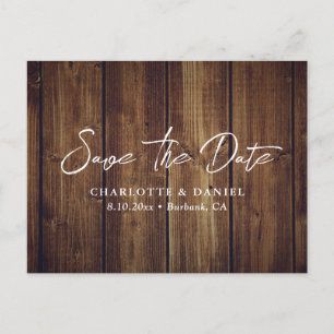 Rustic Wood Wedding Save The Date Postcard