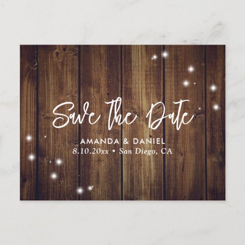 Rustic Wood Wedding Save The Date Postcard