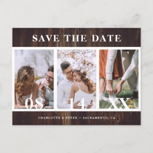 Rustic Wood Wedding Save The Date Postcards