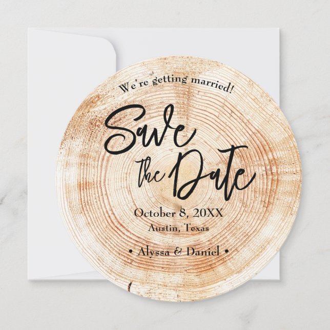 Rustic Wood Wedding Save the date QR code Invitation (Front)