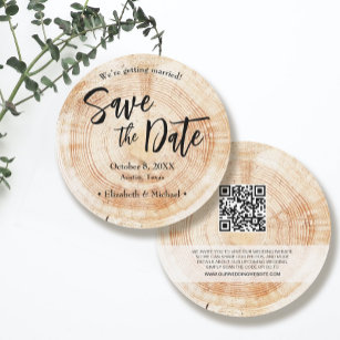 Rustic Wood Wedding Save the date with website Inv Invitation