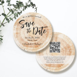 Rustic Wood Wedding Save the date with website Inv Invitation
