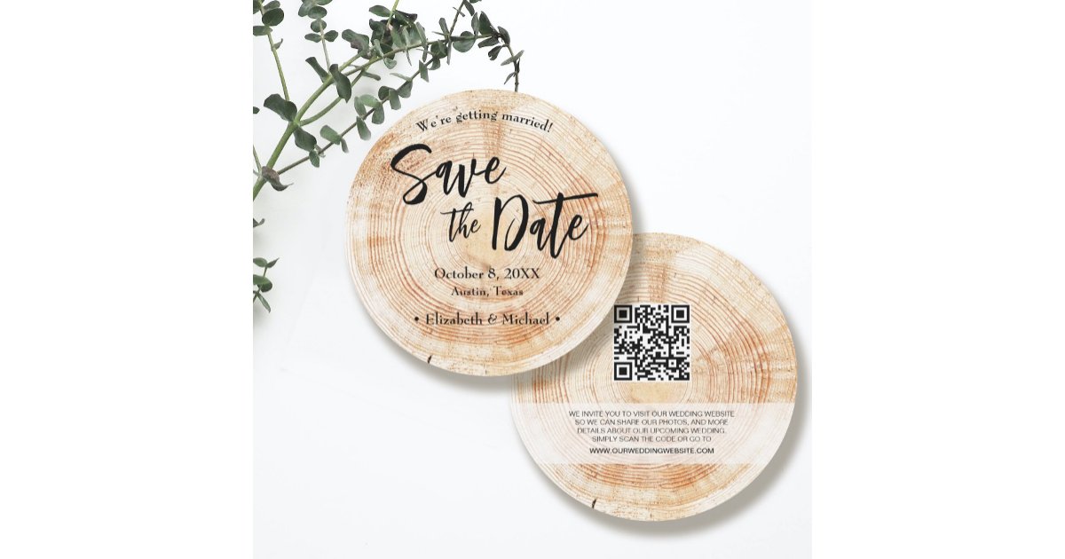Rustic Wood Wedding Save the date with website Inv Invitation | Zazzle