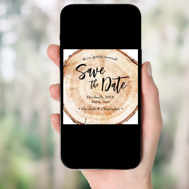Rustic Wood Wedding Save the date with website Inv Invitation (Front Digital)