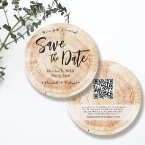 Rustic Wood Wedding Save the date with website  Invitation