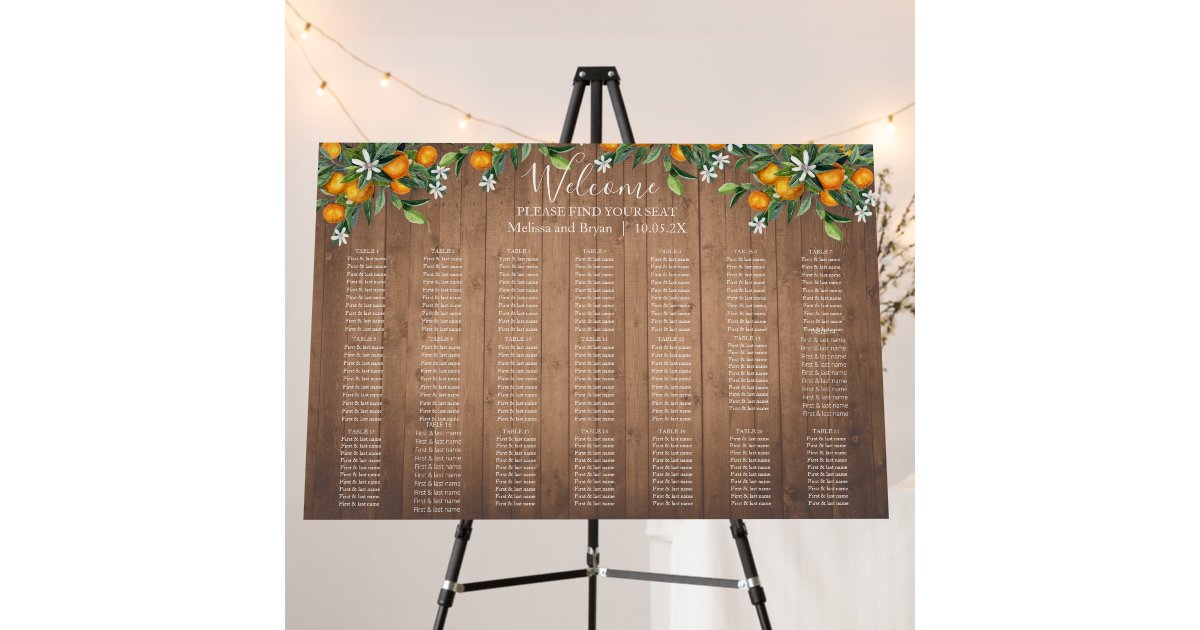 Rustic Wood Wedding Seating Chart Foam Board Zazzle