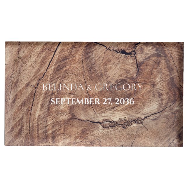 Rustic Wood Wedding Table Number Place Card Holder (Front)
