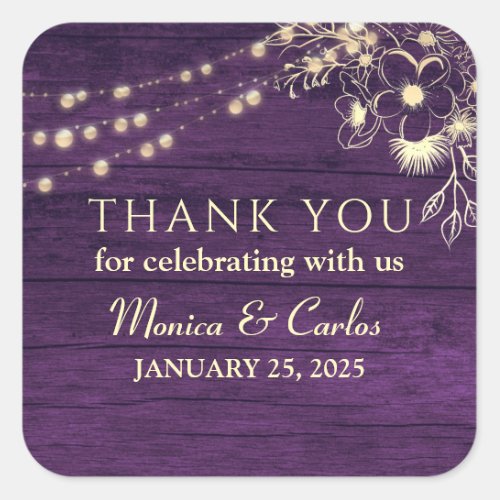 Rustic Wood Wedding Thank You Square Sticker