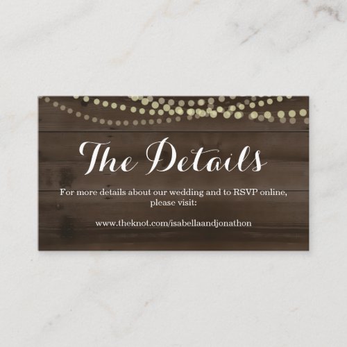 Rustic Wood Wedding Website Enclosure Card