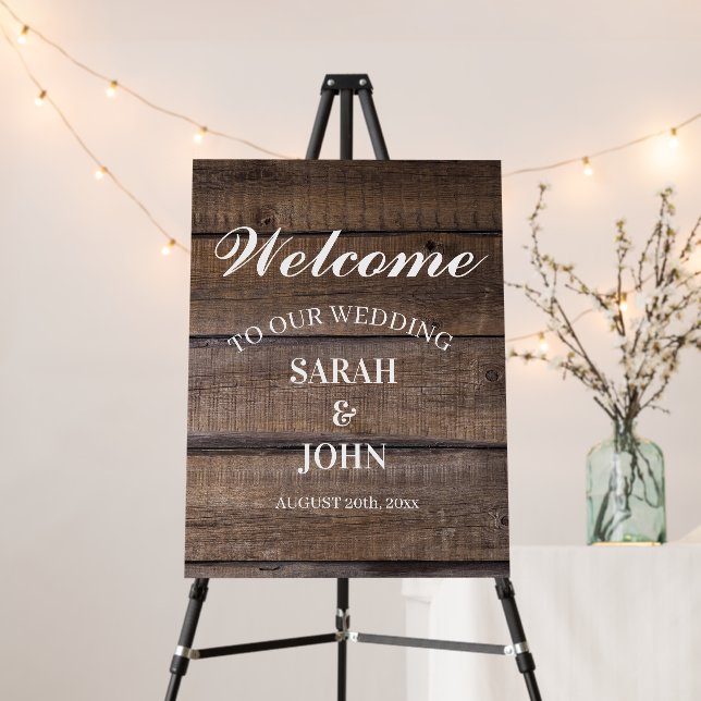 Rustic Wood Wedding Welcome Celebration backdrop  Foam Board (In Situ (Stand))