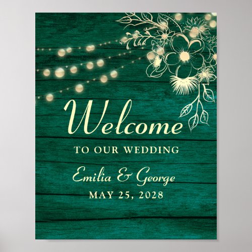 Rustic Wood Wedding Welcome Poster