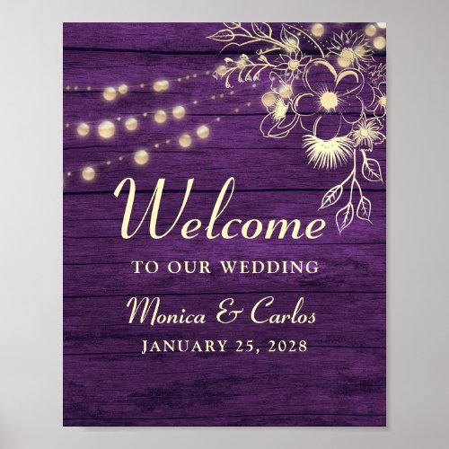 Rustic Wood Wedding Welcome Poster