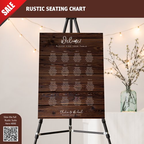 Rustic Wood Wedding Welcome Seating Chart 16 Table Foam Board