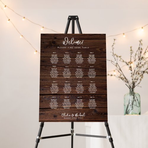 Rustic Wood Wedding Welcome Seating Chart 16 Table Foam Board
