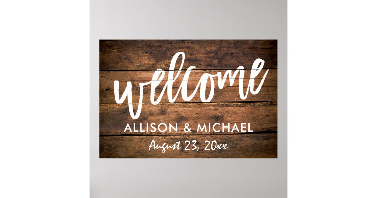 Rustic Wood Wedding Welcome Sign | EDITABLE COLOR | Zazzle