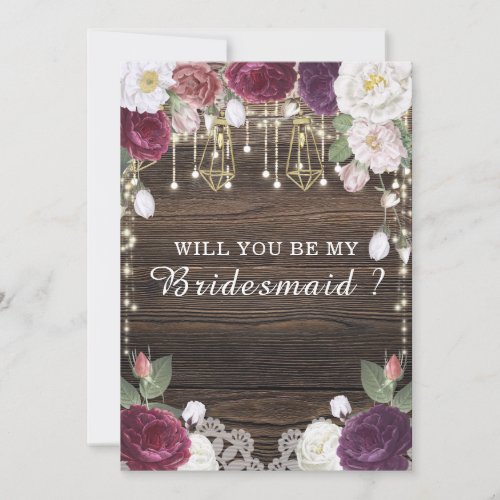 Rustic wood Wedding Will You Be My Bridesmaid Invitation