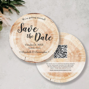 Rustic Wood wedding with QR code wedding website Invitation