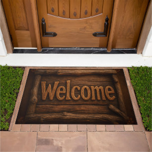 Rustic Wood Welcome Doormat