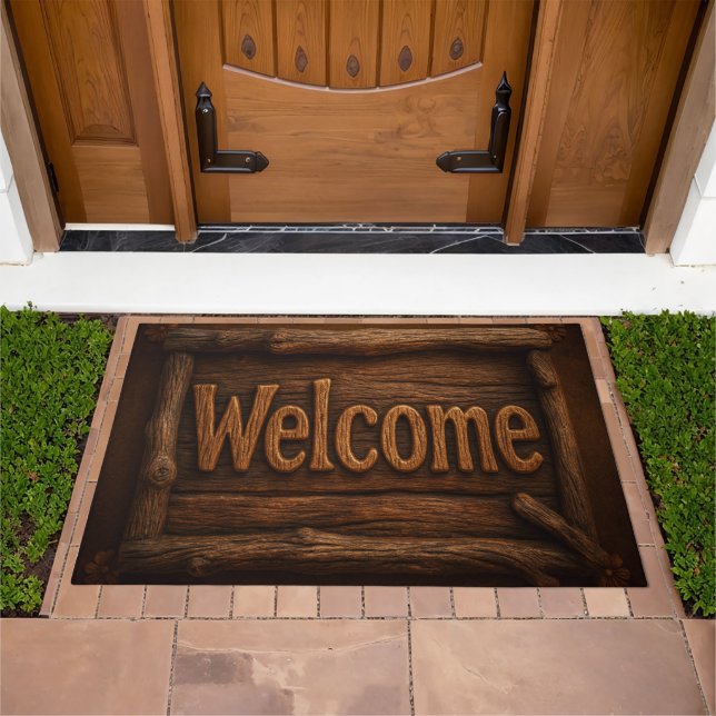 Rustic Wood Welcome Doormat (Outdoor)
