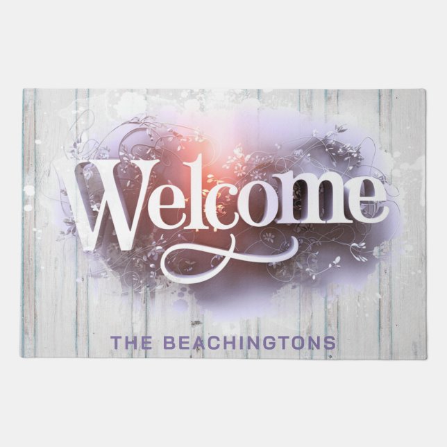 *~* Rustic Wood WELCOME Family Name AP80 Door Mat (Front)