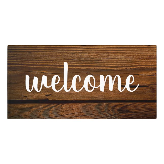 Rustic Wood Welcome Room Sign (Classic Front)