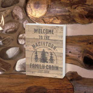 Rustic Wood WELCOME TO THE NAME CABIN Wooden Box Sign