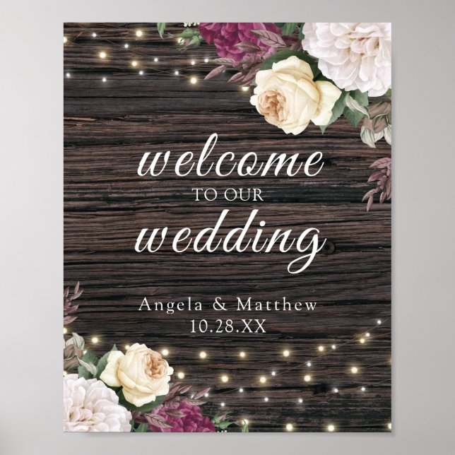 Rustic wood Welcome Wedding Sign (Front)