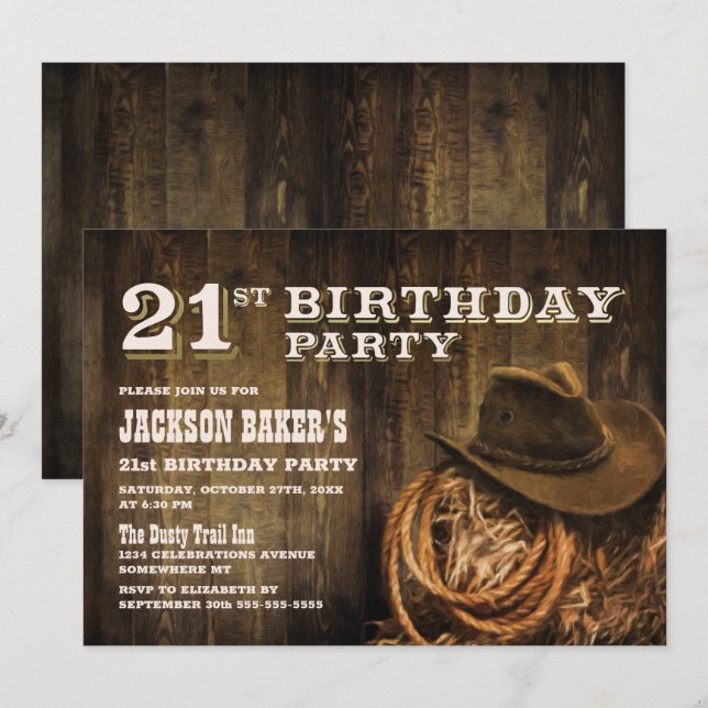 Rustic Wood Western 21st Birthday Party Invitation | Zazzle Rustic Wood Western 21st Birthday Party Invitation | Zazzle