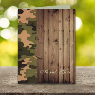 rustic wood western Camo Wedding thank you