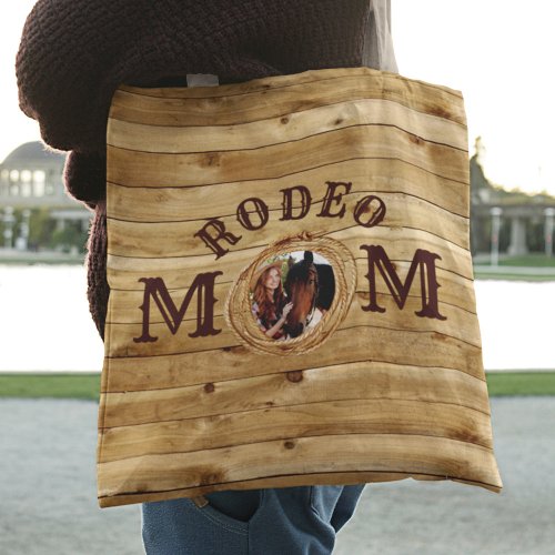 Rustic Wood Western Rodeo Mom Photo  Tote Bag