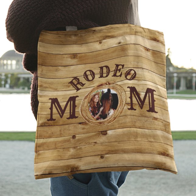 Rustic Wood Western Rodeo Mom Photo  Tote Bag (Creator Uploaded)