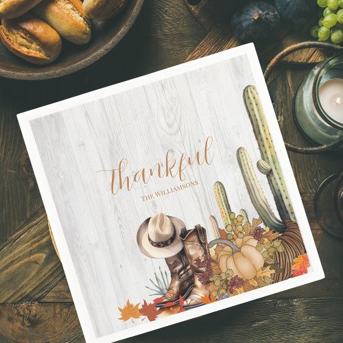 Rustic Wood Western Themed Thanksgiving Dinner Napkins