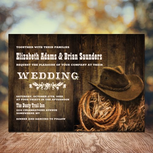 Rustic Wood Western Wedding Invitation