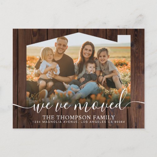 Rustic Wood Weve Moved New Home Photo Moving Announcement Postcard