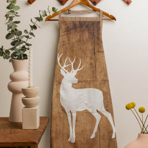 Rustic Wood & White Deer Apron
