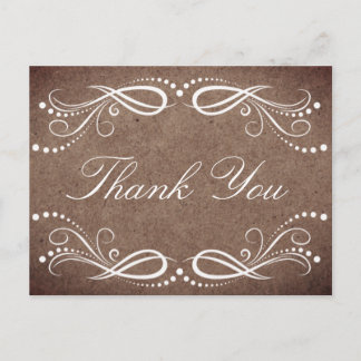 Rustic Wood white Floral Vintage Thank You Postcard