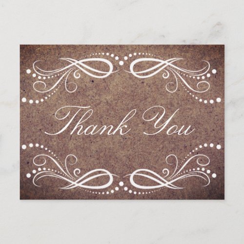 Rustic Wood white Floral Vintage Thank You Postcard
