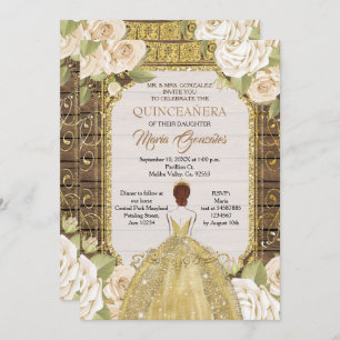 Rustic Wood White Flowers Quinceanera Birthday Invitation