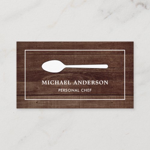 Rustic Wood White Kitchen Spoon Personal Chef Business Card